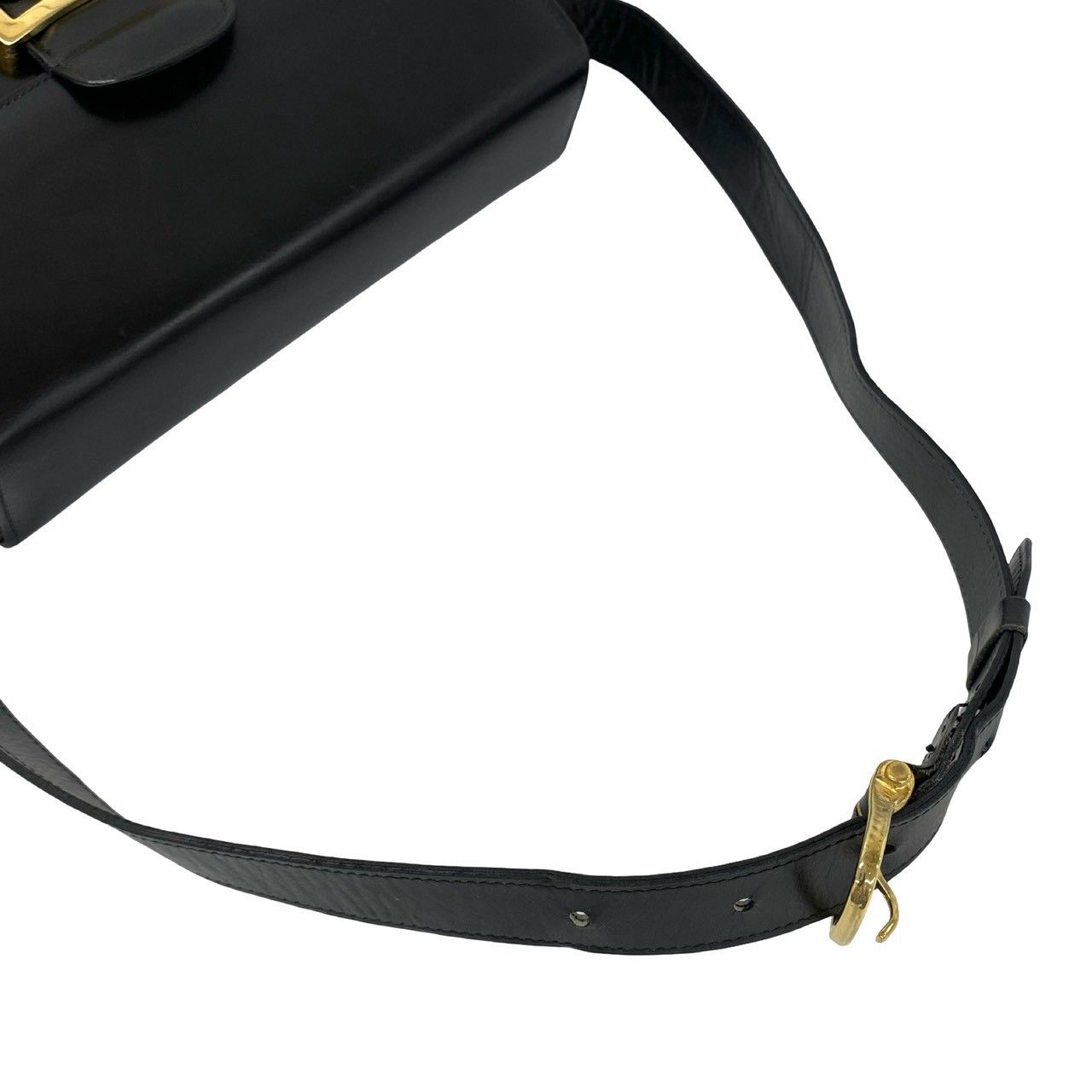 Celine Vintage Carriage Leather Shoulder Bag Pochette Black — view 4