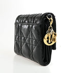 Dior Trifold Wallet Compact Black Patent Leather — view 3