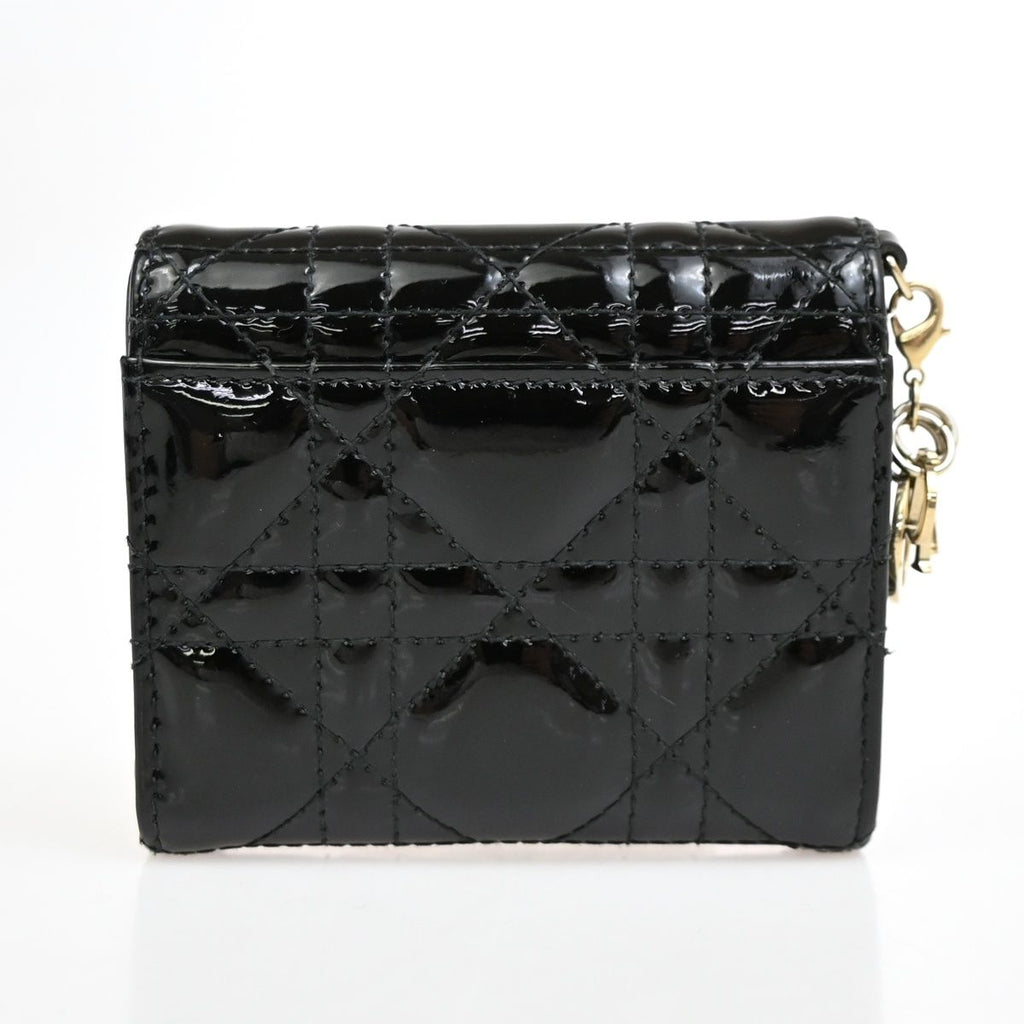 Dior Trifold Wallet Compact Black Patent Leather — view 4