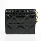 Dior Trifold Wallet Compact Black Patent Leather — view 4