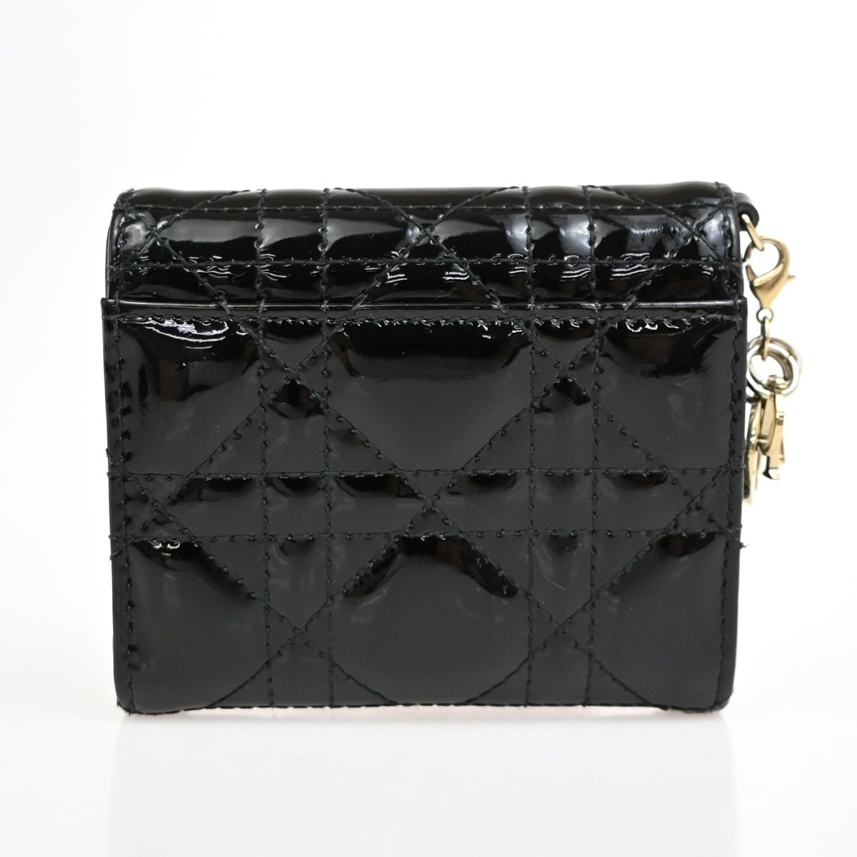 Dior Trifold Wallet Compact Black Patent Leather — view 4
