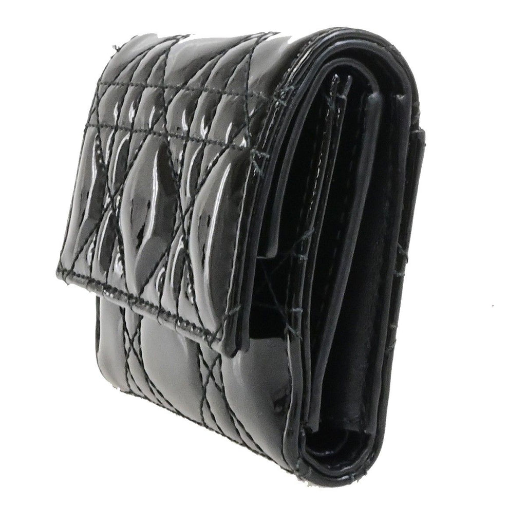 Dior Trifold Wallet Compact Black Patent Leather — view 2