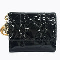 Dior Trifold Wallet Compact Black Patent Leather