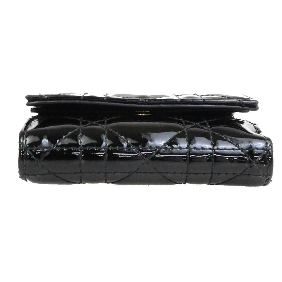 Dior Trifold Wallet Compact Black Patent Leather — view 6