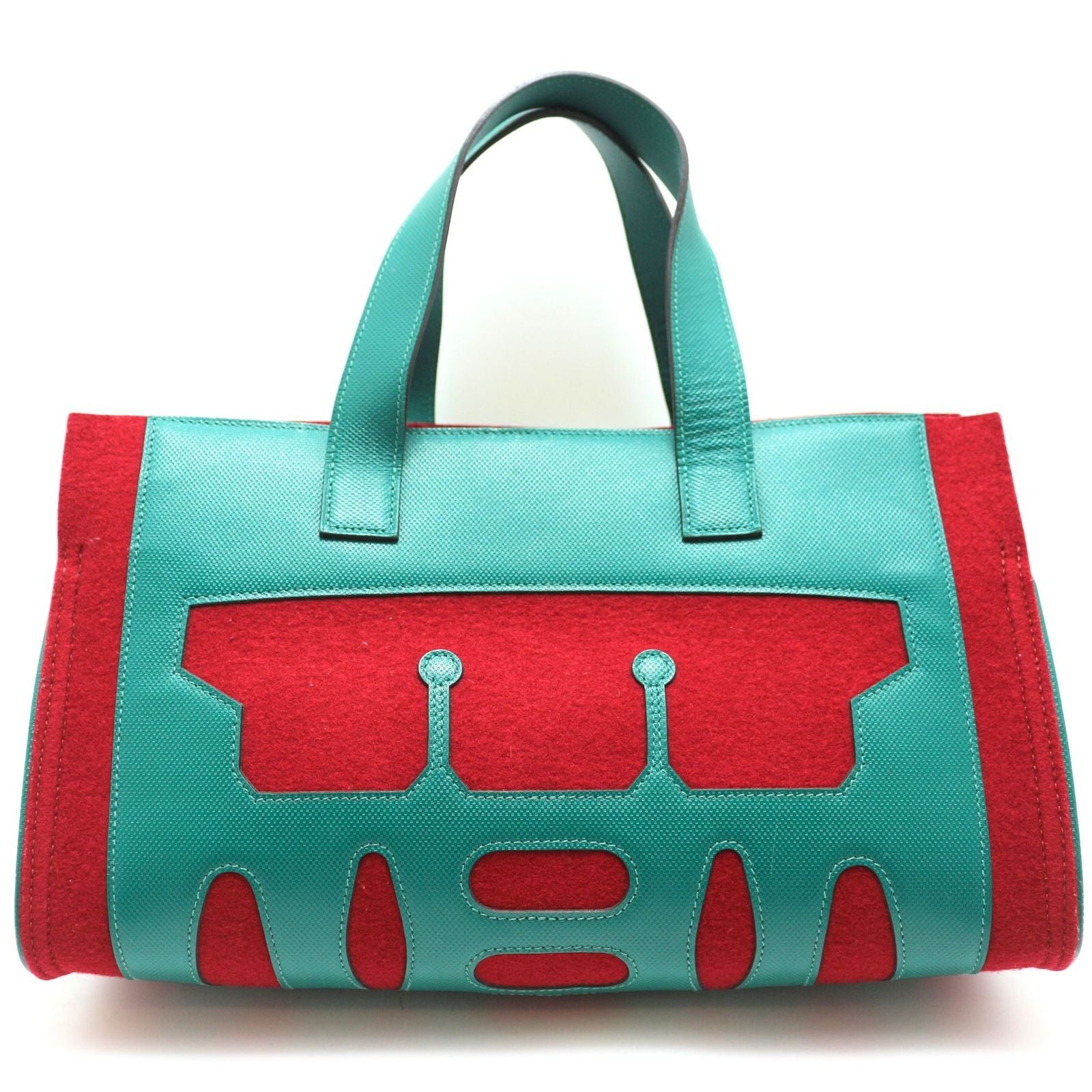 Hermes Petit H Tote PM Felt Gran Ash Red Green