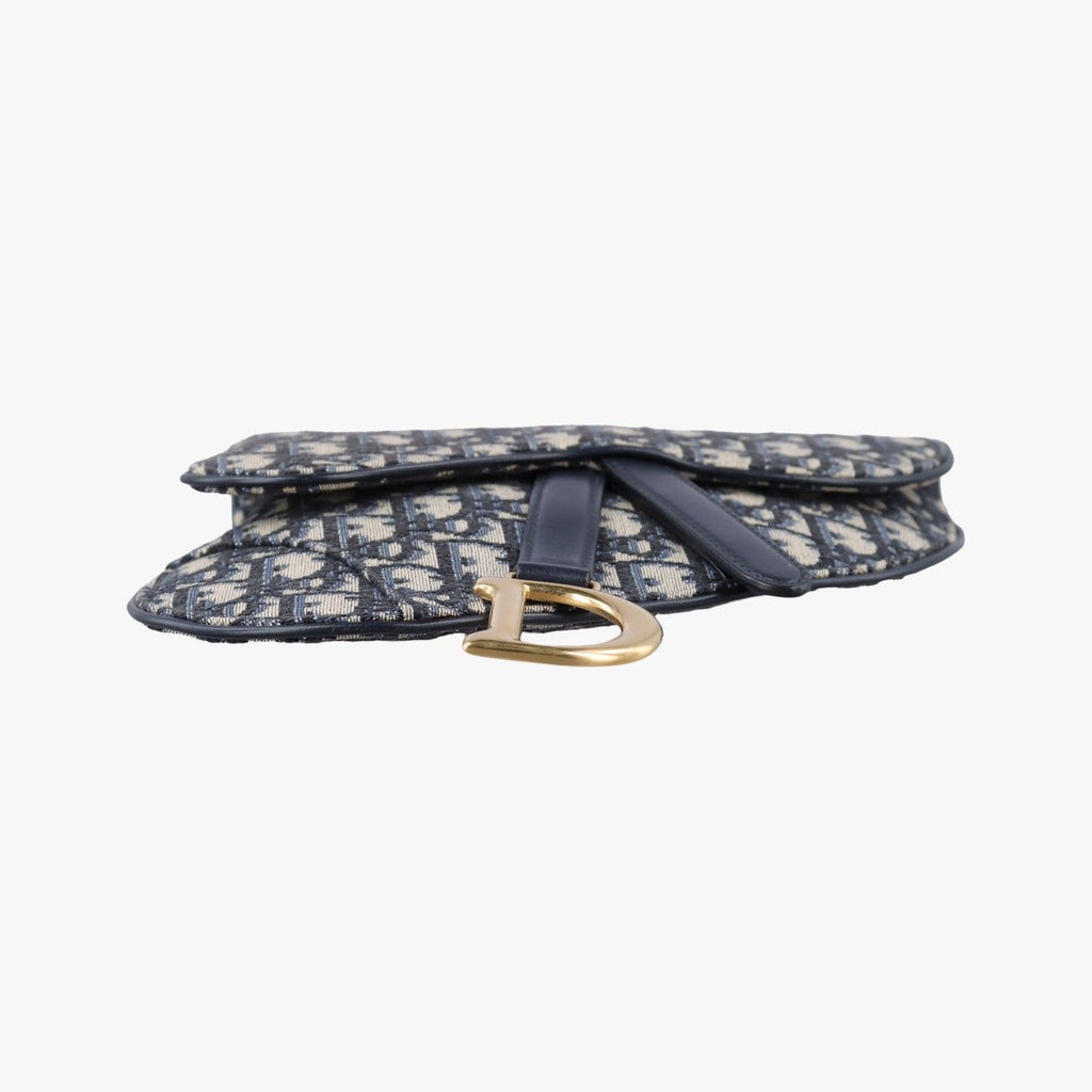 Dior Saddle Navy Jacquard Leather Shoulder Bag — view 3