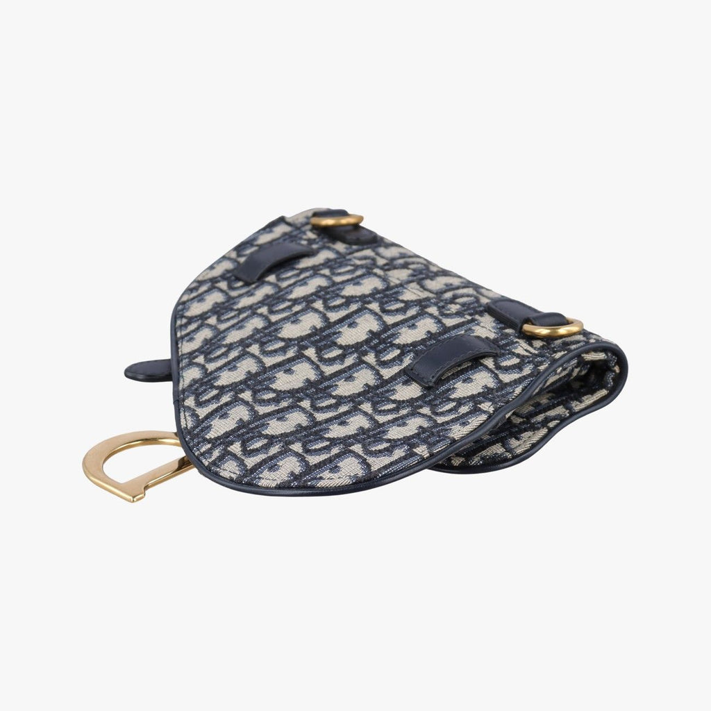 Dior Saddle Navy Jacquard Leather Shoulder Bag — view 6