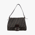 Fendi Baguette Zucchino Brown Canvas Shoulder Bag