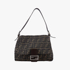 Fendi Baguette Zucchino Brown Canvas Shoulder Bag