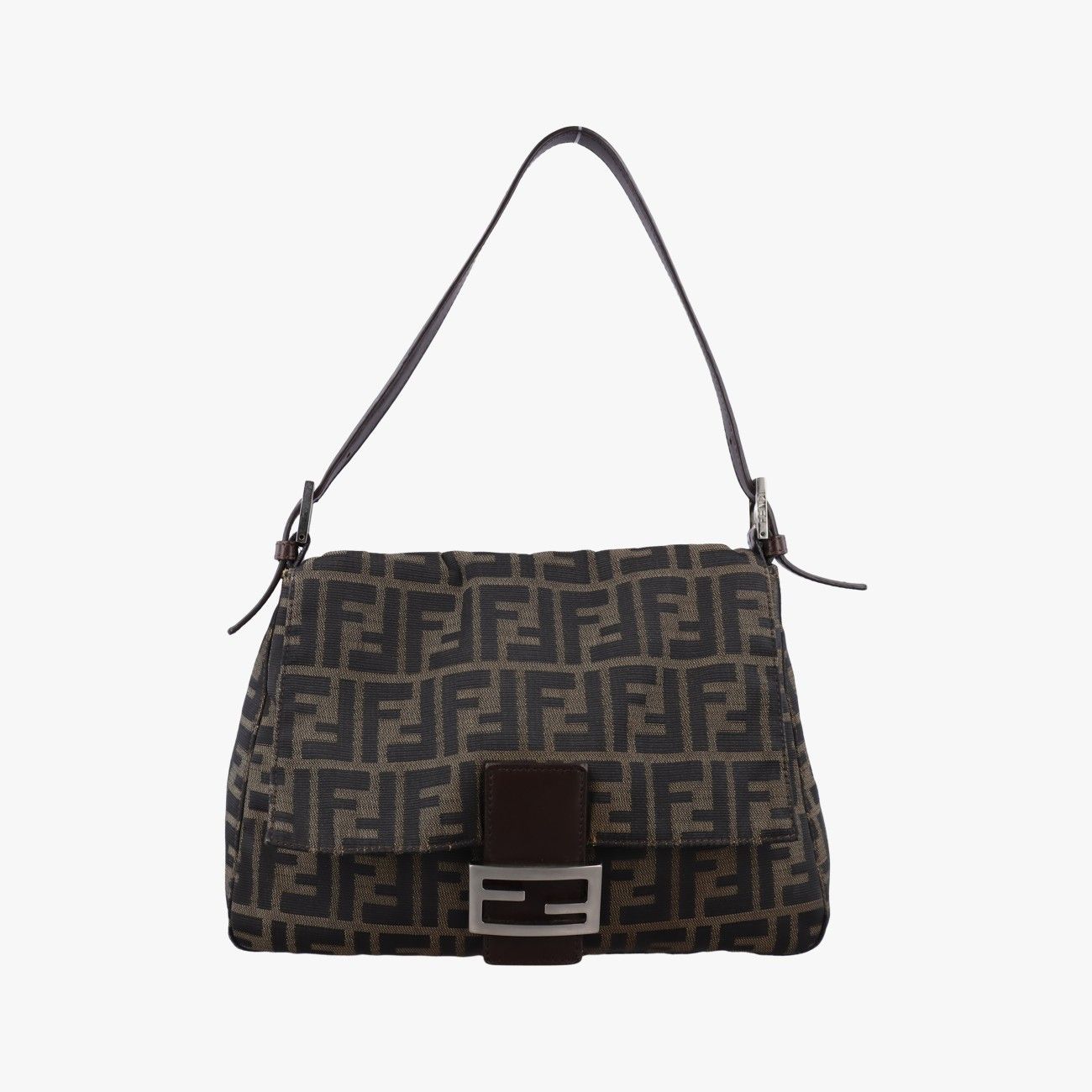 Fendi Baguette Zucchino Brown Canvas Shoulder Bag