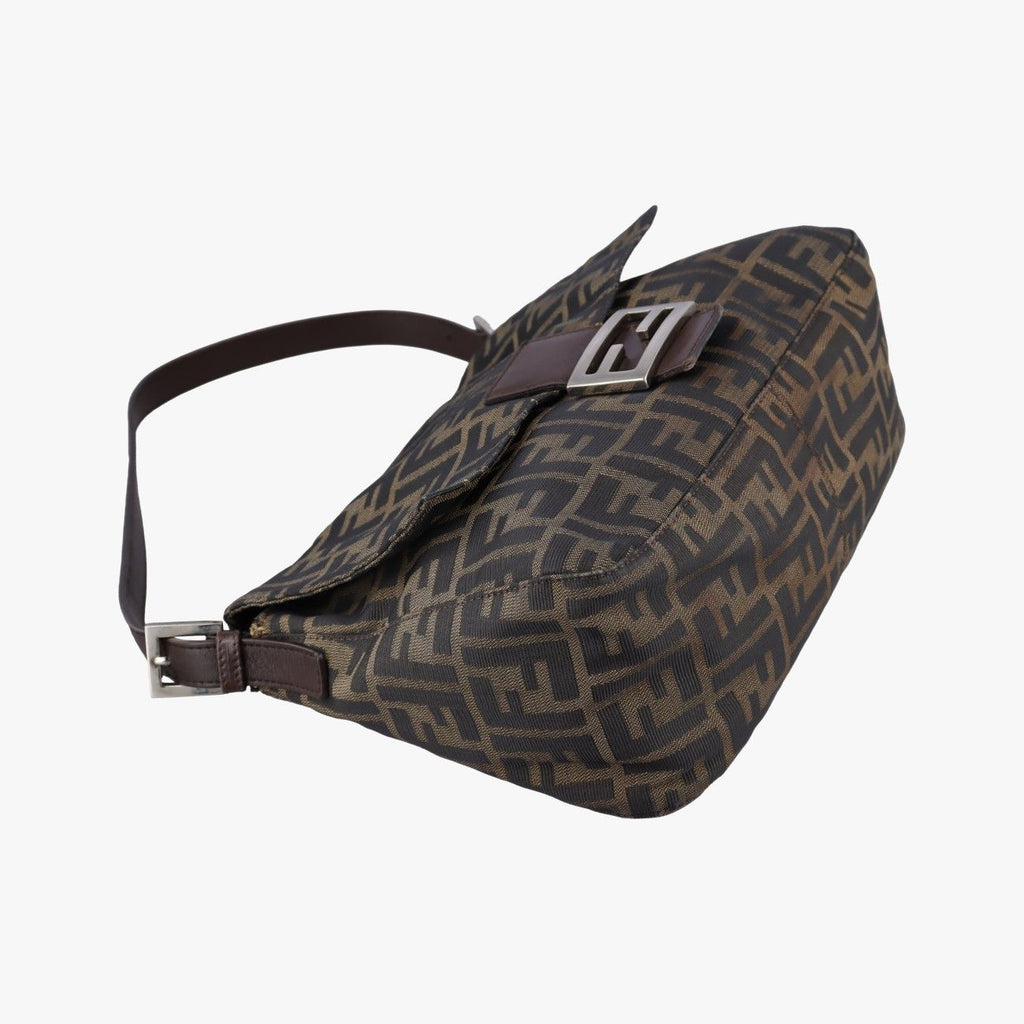 Fendi Baguette Zucchino Brown Canvas Shoulder Bag — view 5