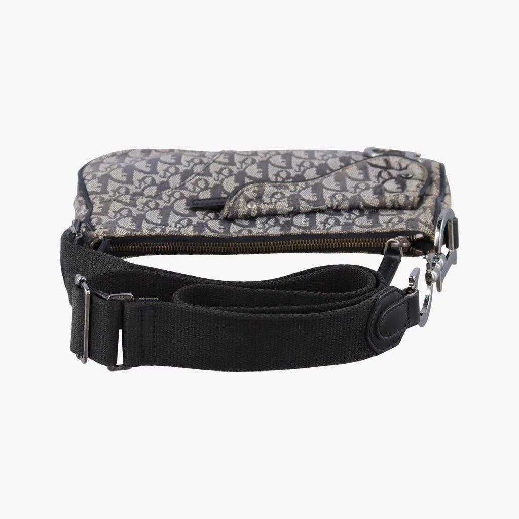 Dior Trotter Double Saddle Gray Brown Jacquard Shoulder Bag — view 8