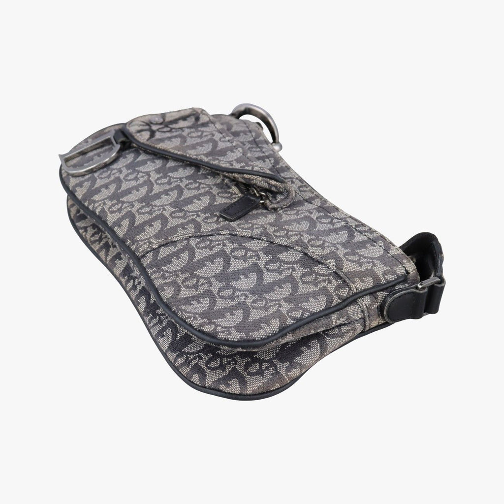 Dior Trotter Double Saddle Gray Brown Jacquard Shoulder Bag — view 4