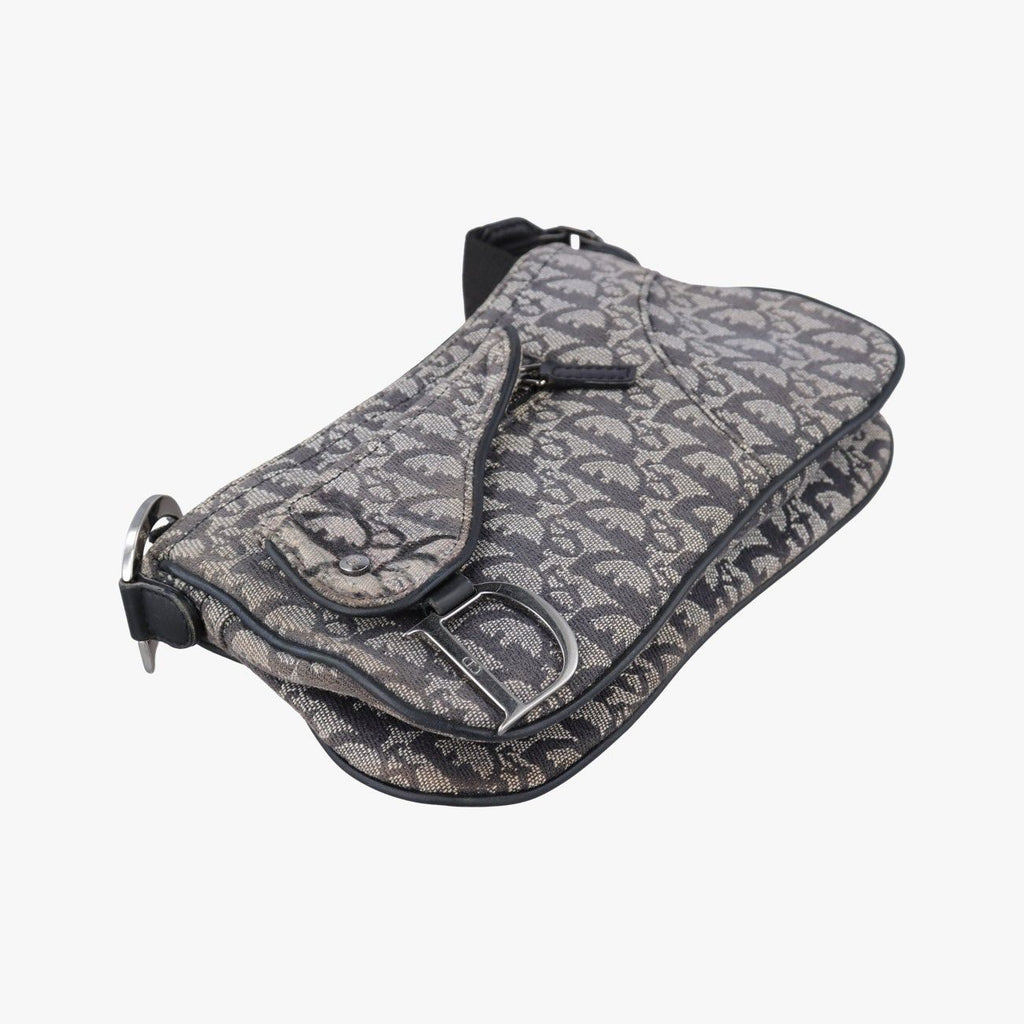 Dior Trotter Double Saddle Gray Brown Jacquard Shoulder Bag — view 5