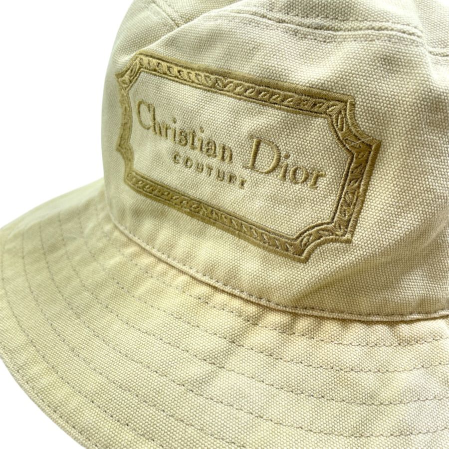Dior Bucket Hat Bob Hat Logo Cotton Beige Casual — view 6