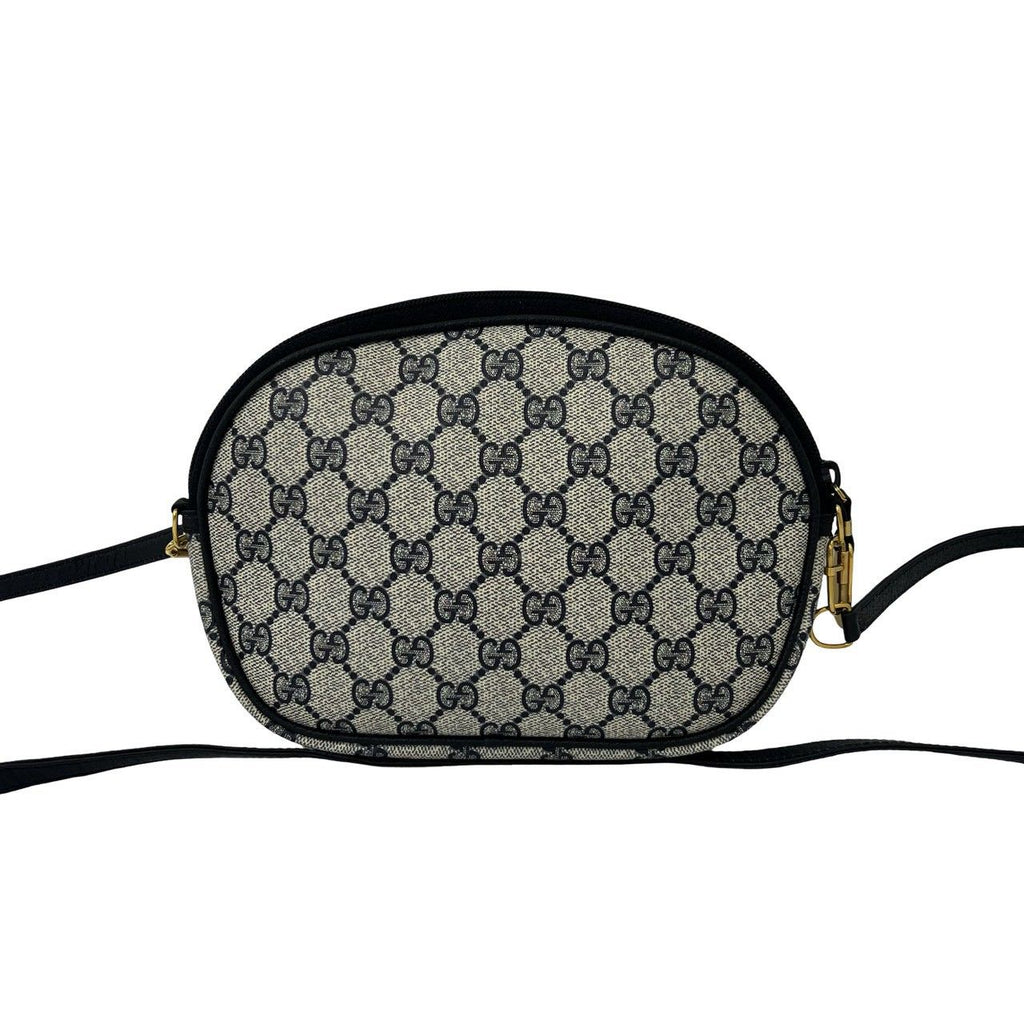 Gucci Vintage GG Logo Leather Shoulder Bag Pochette Crossbody Navy — view 3