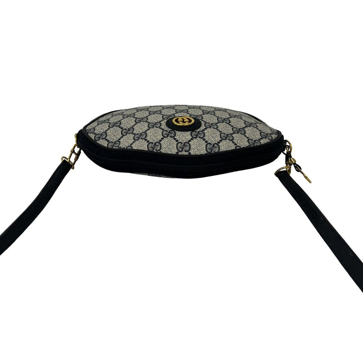 Gucci Vintage GG Logo Leather Shoulder Bag Pochette Crossbody Navy — view 4