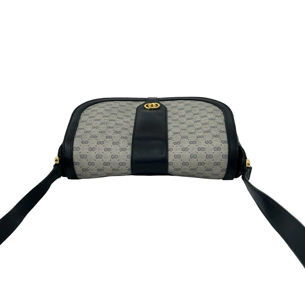 Gucci Vintage Micro GG Logo Leather Shoulder Bag Pochette Crossbody Navy — view 4