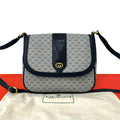 Gucci Vintage Micro GG Logo Leather Shoulder Bag Pochette Crossbody Navy