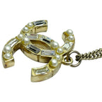 Chanel 09A Pendant CC Logo Rhinestone Gold Plated Necklace — view 4