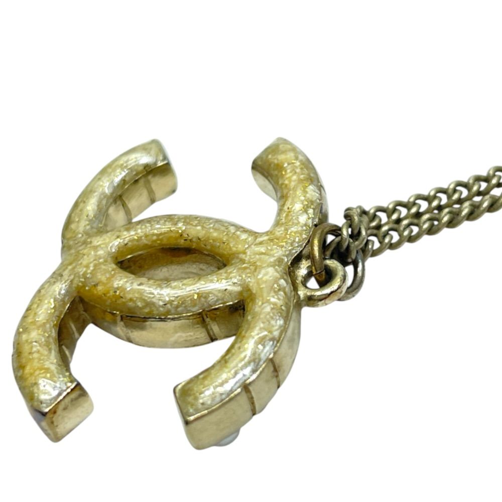 Chanel 09A Pendant CC Logo Rhinestone Gold Plated Necklace — view 6