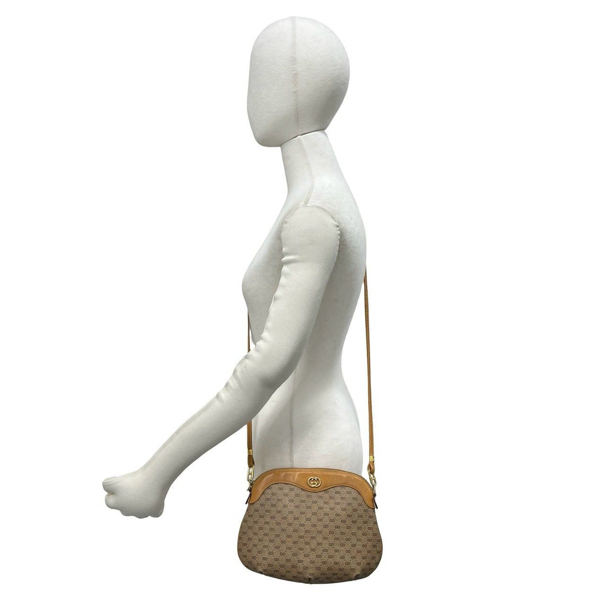 Gucci Vintage Micro GG Logo Leather Shoulder Bag Pochette Brown — view 2