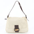 Fendi Mamma Bucket Baguette FF Leather Canvas Shoulder Bag