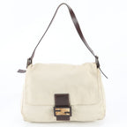 Fendi Mamma Bucket Baguette FF Leather Canvas Shoulder Bag