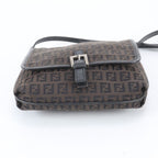 Fendi Zucchino Leather Canvas Shoulder Bag — view 6