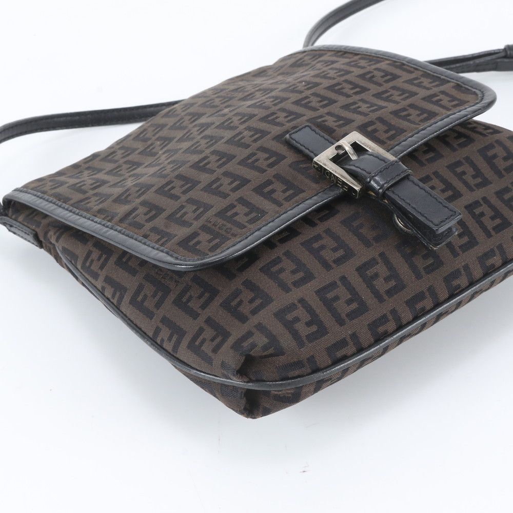 Fendi Zucchino Leather Canvas Shoulder Bag — view 5