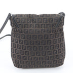 Fendi Zucchino Leather Canvas Shoulder Bag — view 3