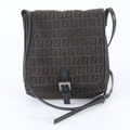 Fendi Zucchino Leather Canvas Shoulder Bag