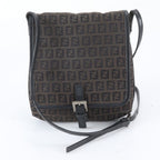 Fendi Zucchino Leather Canvas Shoulder Bag
