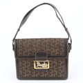 Celine Sulky Carriage Leather Canvas 2-Way Shoulder Bag Brown