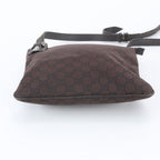 Gucci GG Nylon Leather Shoulder Bag Crossbody Brown — view 6