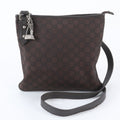 Gucci GG Nylon Leather Shoulder Bag Crossbody Brown