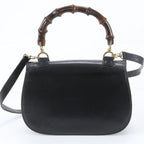 Gucci Bamboo Leather 2-Way Shoulder Bag Crossbody Hand Black — view 4