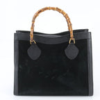 Gucci Bamboo 0 Leather Tote Shoulder Hand Black — view 3