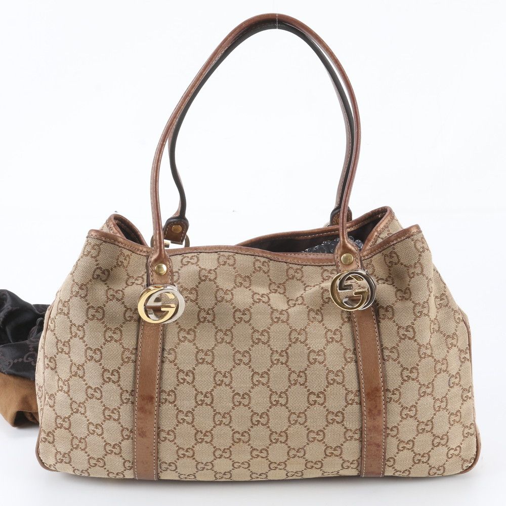 Gucci GG Canvas Twins Leather Tote