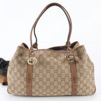 Gucci GG Canvas Twins Leather Tote