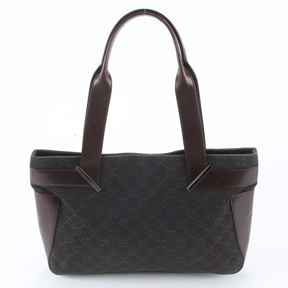 Gucci GG Canvas Leather Tote Shoulder Hand Brown — view 3