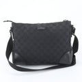 Gucci GG Canvas Leather Shoulder Bag Crossbody Messenger Black