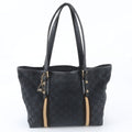 Gucci GG Canvas Leather Tote Shoulder Hand Black