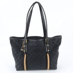 Gucci GG Canvas Leather Tote Shoulder Hand Black