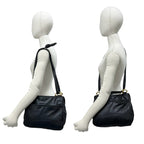 Loewe Vintage Anagram Logo Nappa Leather Shoulder Bag Tote Black — view 2