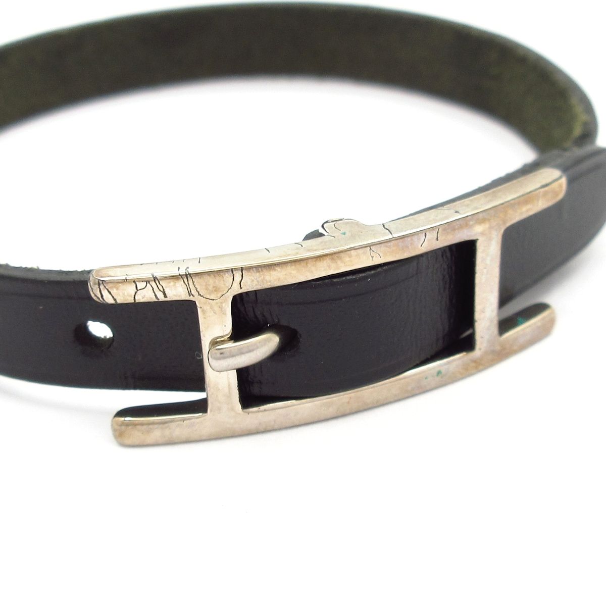 Hermes Bracelet Hapi 3 Leather Black Silver — view 3