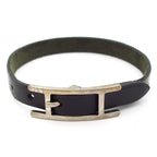 Hermes Bracelet Hapi 3 Leather Black Silver