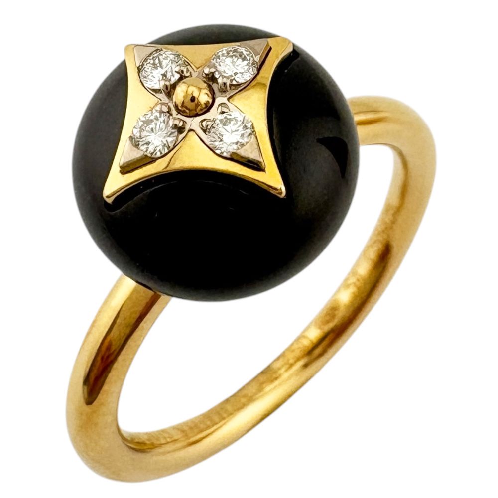 Louis Vuitton Bague B Blossom Ring 18k Yellow Gold Onyx