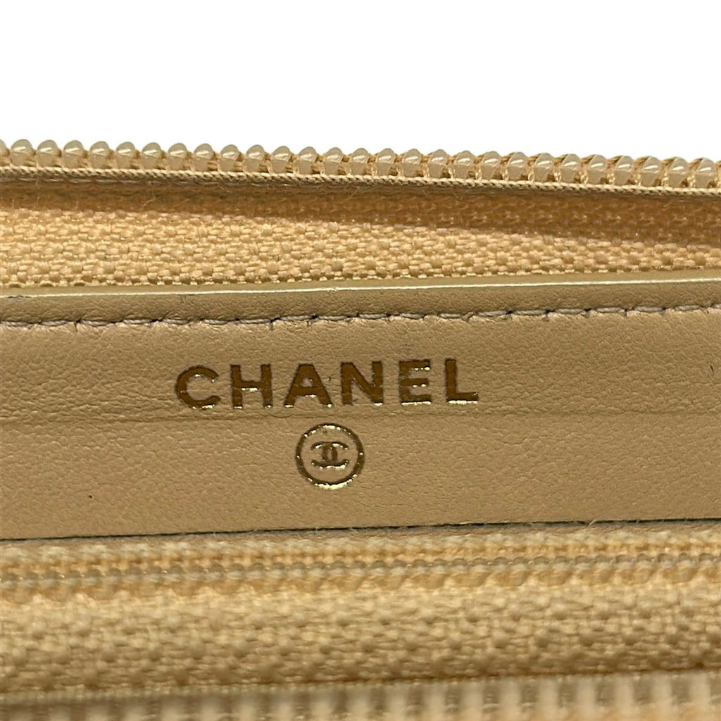 Chanel Wallet Boy Beige Gold Zip Around Lambskin — view 5