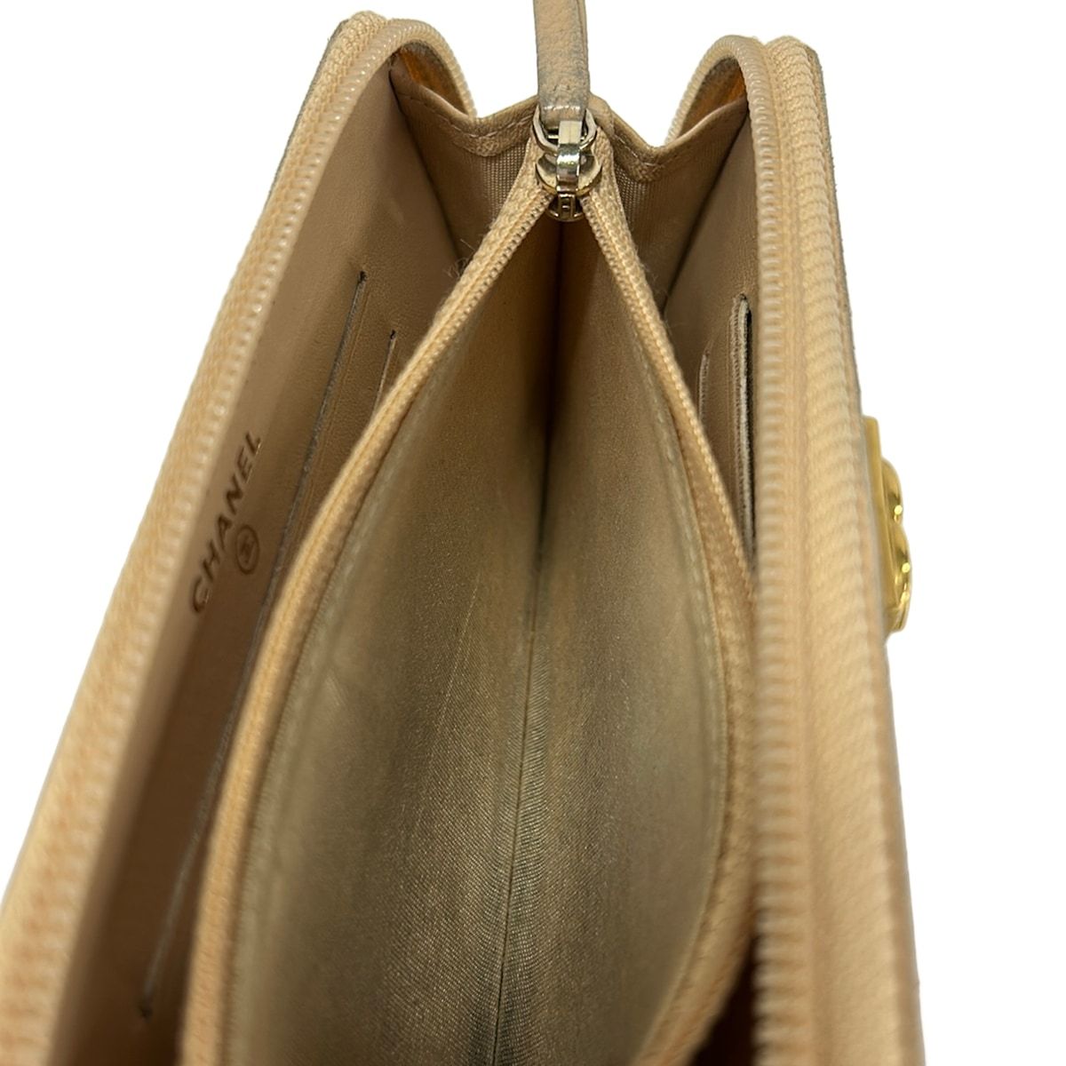 Chanel Wallet Boy Beige Gold Zip Around Lambskin — view 4